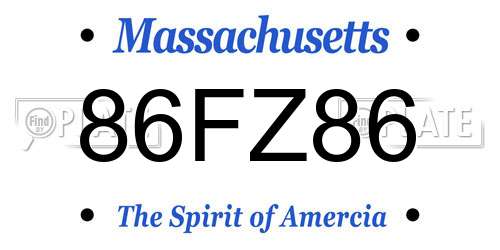 86FZ86 Massachusetts License Plate