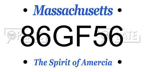 86GF56 Massachusetts License Plate