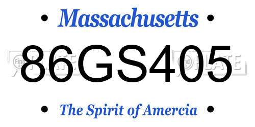 86GS405 Massachusetts License Plate