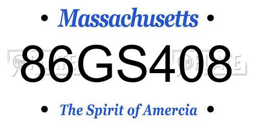 86GS408 Massachusetts License Plate
