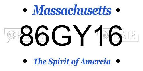 86GY16 Massachusetts License Plate