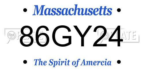 86GY24 Massachusetts License Plate
