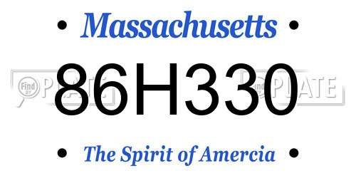 86H330 Massachusetts License Plate