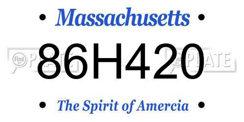 86H420 Massachusetts License Plate