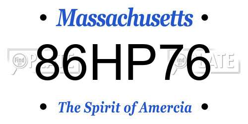 86HP76 Massachusetts License Plate