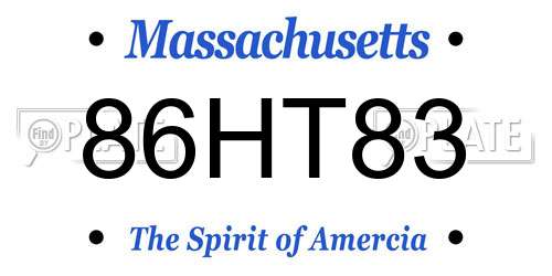 86HT83 Massachusetts License Plate