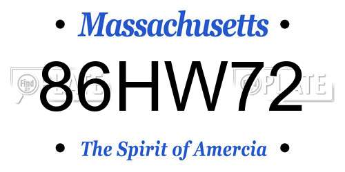 86HW72 Massachusetts License Plate