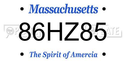 86HZ85 Massachusetts License Plate