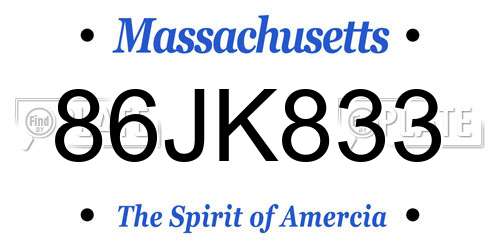 86JK833 Massachusetts License Plate