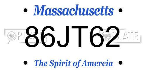86JT62 Massachusetts License Plate