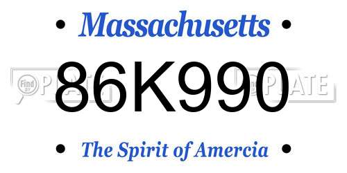 86K990 Massachusetts License Plate