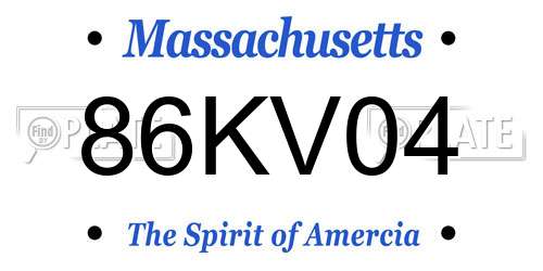 86KV04 Massachusetts License Plate