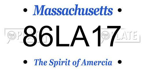 86LA17 Massachusetts License Plate