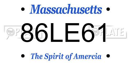 86LE61 Massachusetts License Plate
