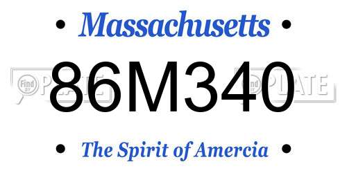 86M340 Massachusetts License Plate