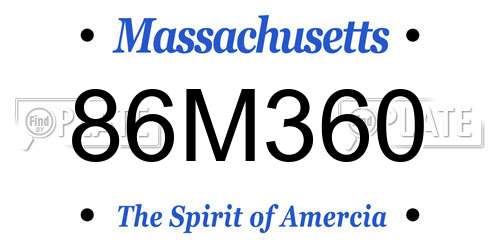 86M360 Massachusetts License Plate