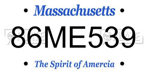 86ME539 Massachusetts License Plate