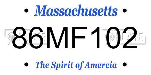 86MF102 Massachusetts License Plate