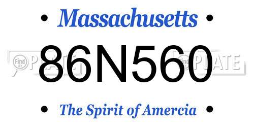 86N560 Massachusetts License Plate