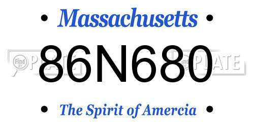 86N680 Massachusetts License Plate
