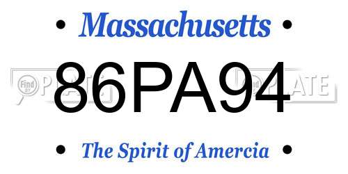 86PA94 Massachusetts License Plate