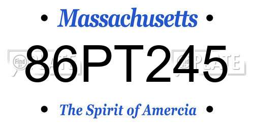 86PT245 Massachusetts License Plate