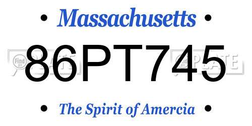 86PT745 Massachusetts License Plate
