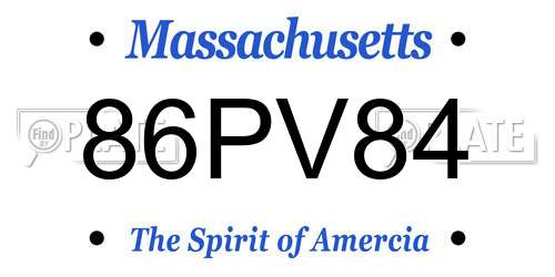 86PV84 Massachusetts License Plate