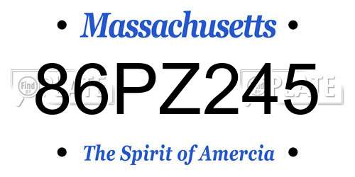 86PZ245 Massachusetts License Plate