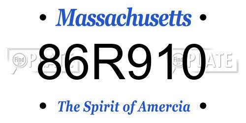 86R910 Massachusetts License Plate