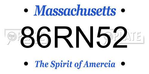 86RN52 Massachusetts License Plate