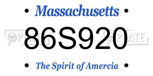 86S920 Massachusetts License Plate