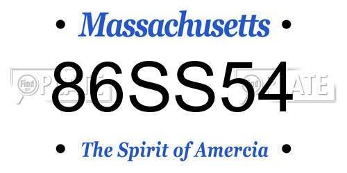 86SS54 Massachusetts License Plate