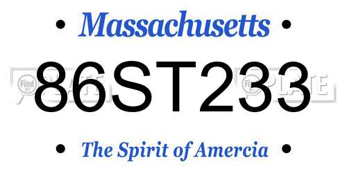 86ST233 Massachusetts License Plate