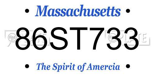 86ST733 Massachusetts License Plate
