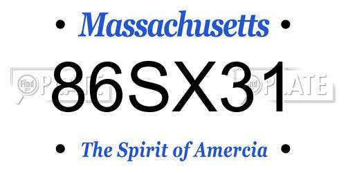 86SX31 Massachusetts License Plate