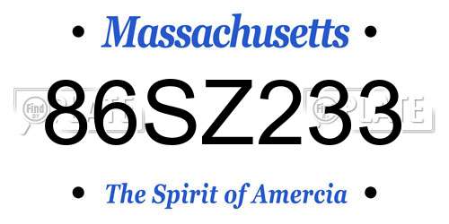 86SZ233 Massachusetts License Plate