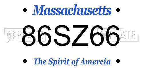 86SZ66 Massachusetts License Plate