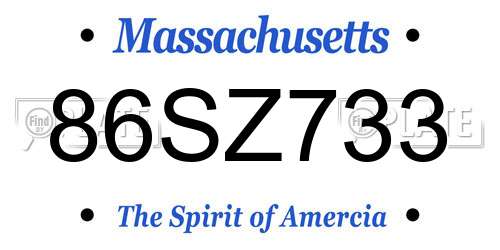 86SZ733 Massachusetts License Plate