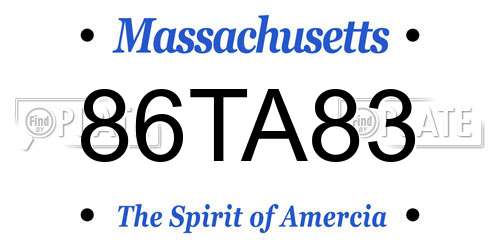 86TA83 Massachusetts License Plate