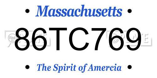 86TC769 Massachusetts License Plate