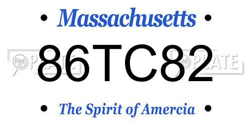86TC82 Massachusetts License Plate