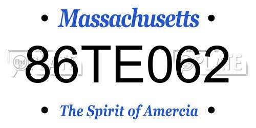86TE062 Massachusetts License Plate