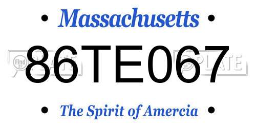 86TE067 Massachusetts License Plate
