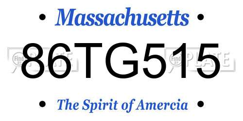 86TG515 Massachusetts License Plate