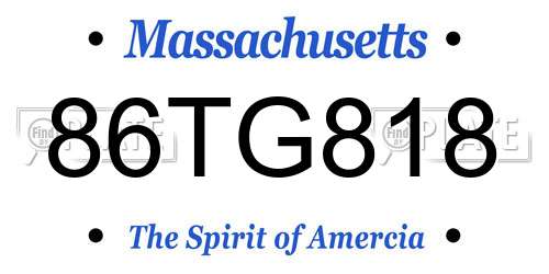 86TG818 Massachusetts License Plate