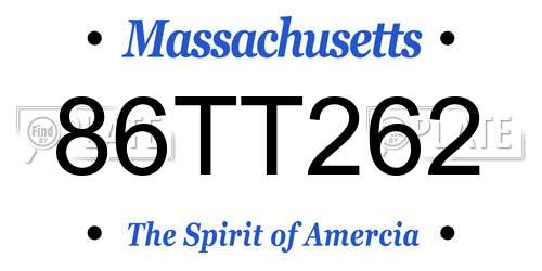 86TT262 Massachusetts License Plate