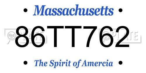 86TT762 Massachusetts License Plate