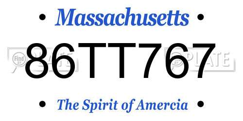 86TT767 Massachusetts License Plate