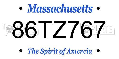 86TZ767 Massachusetts License Plate